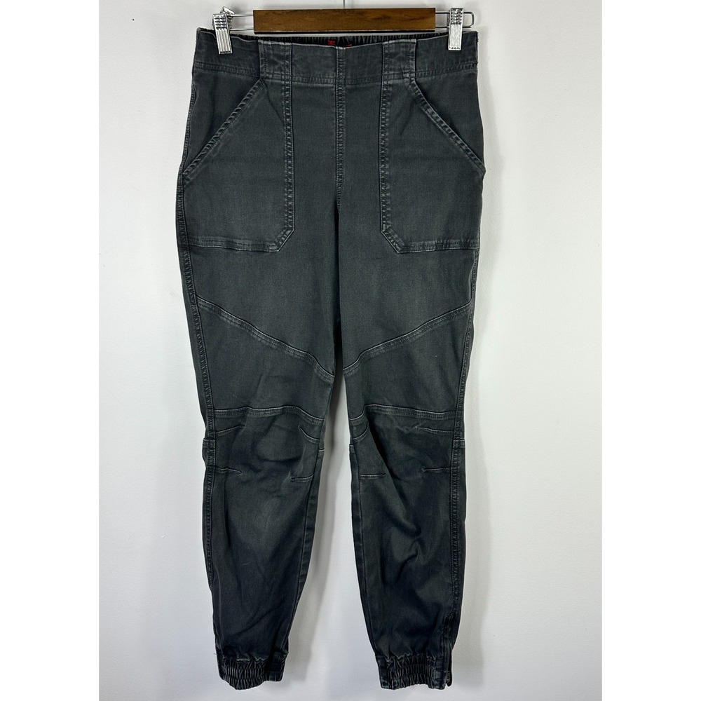 Spanx Cargo Jogger Pants‎ Womens Med  Stretch Twill Washed Black Pockets Pull On